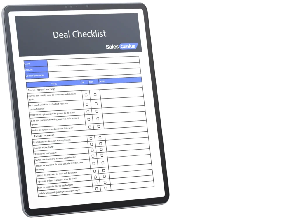 Deal checklist Sales Genius